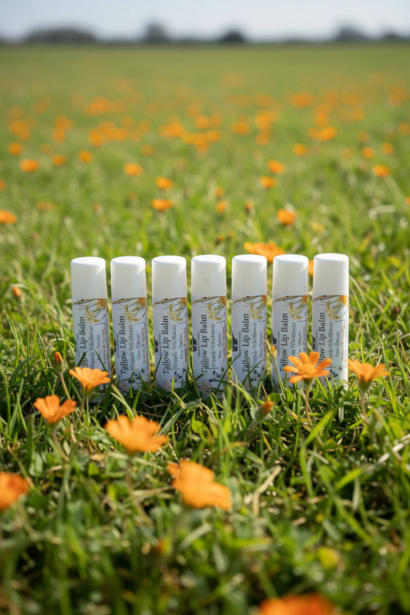 Grass-Fed Tallow Lip Balm – Organic Raw Wildflower Honey & Olive Oil
