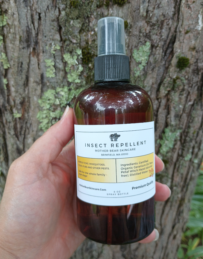 Natural Geranium Insect Repellent, Safe for Dogs, Repels Ticks, Fleas, Flies, Mosquitoes, Safe for Kids.