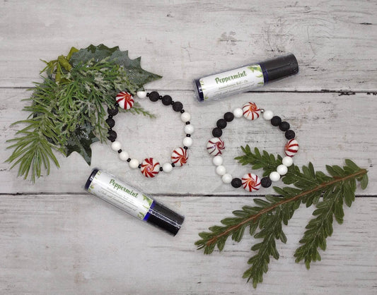 Handmade Holiday Lava Stone Bracelets ~ Essential Oil Diffuser Bracelet ~ Gift Set