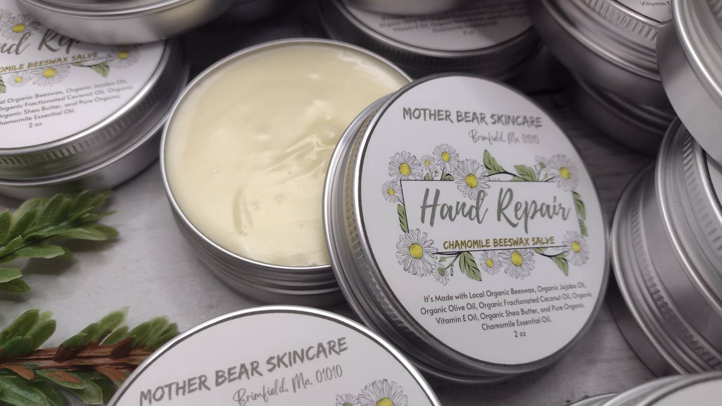 Mother Bear Skincare's Hand Repair Beeswax Salve ~ Chamomile ~ Hand Cream ~ Thick Lotion ~ Eczema Relief
